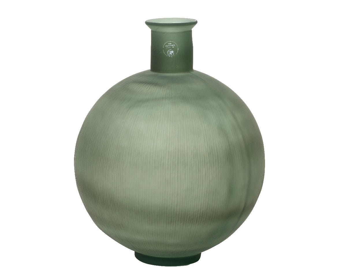 Vaso in vetro riciclato verde opaco con nervatura dia34cm Alt.42cm Kaemingk Vaso in vetro riciclato verde opaco con nervatura dia34cm Alt.42cm Kaemingk